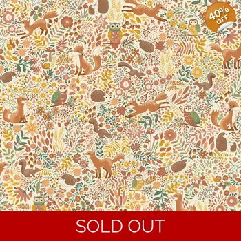 REMNANT - Makower - Hello Autumn - Wild Wood - Cream - Fat Quarter